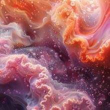 a swirling organic pattern dark and light bubbles and swirly tentacles